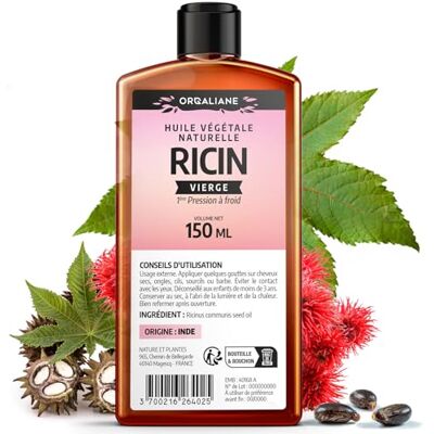 Orgaliane Olio di ricino 150 ml Orgaliana Puro e naturale Barba, Capelli, Ciglia, Unghie, Pelle Orgaliane Olio di ricino 150 ml Orgaliana Puro e naturale Barba, Capelli, Ciglia, Unghie, Pelle