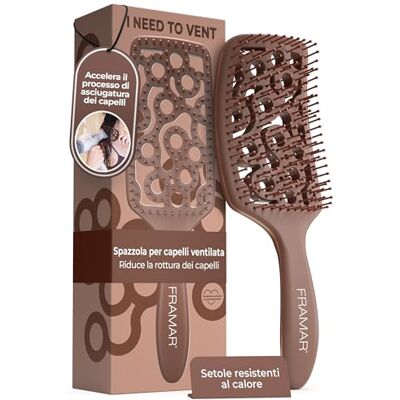 FRAMAR Spazzola, Spazzola per Capelli Bagnati da Donna- Cioccolato Professionale Ventilata per Capelli Spazzola Districante per Capelli, Districante Ricci Anti Rottura FRAMAR Spazzola, Spazzola per Capelli Bagnati da Donna- Cioccolato Professionale Ventilata per Capelli Spazzola Districante per Capelli, Districante Ricci Anti Rottura