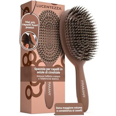 FRAMAR Spazzola Per Capelli Con Setole Di Cinghiale Morbide - Cioccolato Spazzola Per Capelli A Setole Naturali, Boar Bristle Brush, Spazzola Con Setole Di Cinghiale Per Capelli Fini FRAMAR Spazzola Per Capelli Con Setole Di Cinghiale Morbide - Cioccolato Spazzola Per Capelli A Setole Naturali, Boar Bristle Brush, Spazzola Con Setole Di Cinghiale Per Capelli Fini