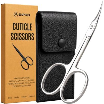 ASIPRO Forbicine per Cuticole Professionali Curva con Custodia in pelle Artificiale Forbicina Unghie Curva può essere Utilizzato per Tagliare Sopracciglia, Forbici Cuticole, Forbici Manicure Cuticole ASIPRO Forbicine per Cuticole Professionali Curva con Custodia in pelle Artificiale Forbicina Unghie Curva può essere Utilizzato per Tagliare Sopracciglia, Forbici Cuticole, Forbici Manicure Cuticole