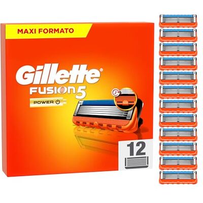 Gillette Fusion 5 Power LAMETTE DA BARBA, 12 RICAMBI da 5 Lame, Rasatura Scorrevole con Striscia Lubrificante, Fino a 1 MESE DI RASATURA con 1 Lametta Gillette Fusion 5 Power LAMETTE DA BARBA, 12 RICAMBI da 5 Lame, Rasatura Scorrevole con Striscia Lubrificante, Fino a 1 MESE DI RASATURA con 1 Lametta