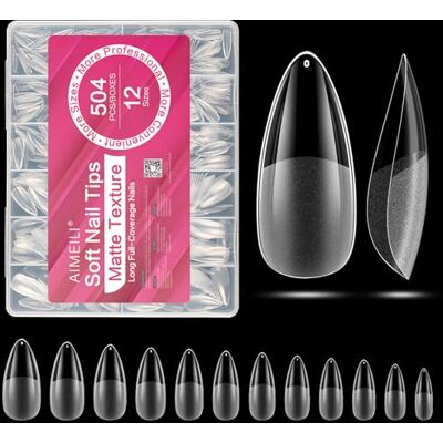 AIMEILI 504 Pezzi Unghie Finte 12 Taglie Tip in Gel per Unghie Nail Tips 11 Soft Gel Tips Unghie Ricostruzione, Tip Unghie Artificiali con Custodia, Fake Nails, Manicure Accessori per Salone di Casa AIMEILI 504 Pezzi Unghie Finte 12 Taglie Tip in Gel per Unghie Nail Tips 11 Soft Gel Tips Unghie Ricostruzione, Tip Unghie Artificiali con Custodia, Fake Nails, Manicure Accessori per Salone di Casa