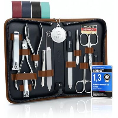 marQus Solingen Set per Manicure Professionale – Include Pinza, Lima in Vetro e 12 Pezzi di qualità. Custodia in Pelle, strumenti Made in Germany, perfetti per Unghie curate. Elegante e pratico marQus Solingen Set per Manicure Professionale – Include Pinza, Lima in Vetro e 12 Pezzi di qualità. Custodia in Pelle, strumenti Made in Germany, perfetti per Unghie curate. Elegante e pratico