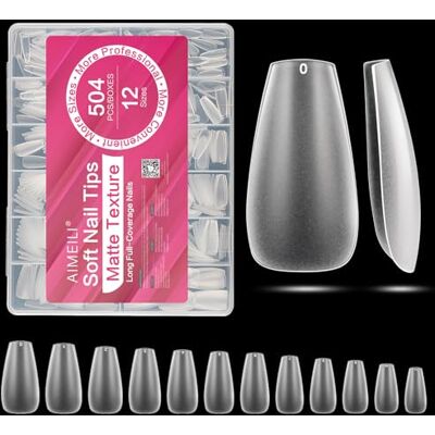 AIMEILI 504 Pezzi Unghie Finte 12 Taglie Tip in Gel per Unghie Nail Tips 16 Soft Gel Tips Unghie Ricostruzione, Tip Unghie Artificiali con Custodia, Fake Nails, Manicure Accessori per Salone di Casa AIMEILI 504 Pezzi Unghie Finte 12 Taglie Tip in Gel per Unghie Nail Tips 16 Soft Gel Tips Unghie Ricostruzione, Tip Unghie Artificiali con Custodia, Fake Nails, Manicure Accessori per Salone di Casa