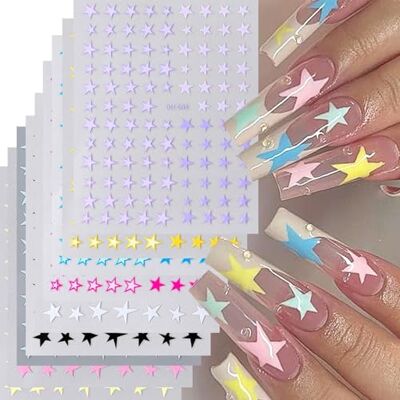 GMBYLBY Adesivi per unghie a forma stella per nail art, adesivi 3D Star Art per disegni, fornitura decorazioni per decalcomanie GMBYLBY Adesivi per unghie a forma stella per nail art, adesivi 3D Star Art per disegni, fornitura decorazioni per decalcomanie