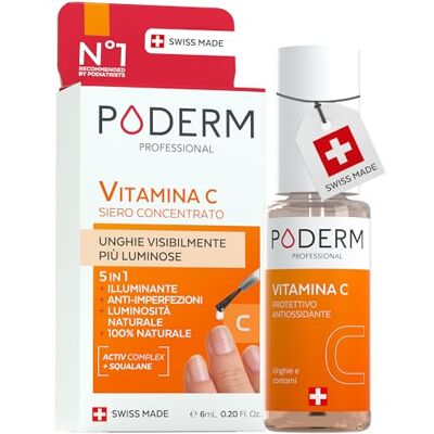PODERM 5 in 1 Siero Booster Unghie – Vitamina C Trattamento Illuminante e Antiossidante per Unghie Opache – 6 ML Nutre e Rinforza L'unghia 100% naturale – Sviluppato da un Podologo in Svizzera PODERM 5 in 1 Siero Booster Unghie – Vitamina C Trattamento Illuminante e Antiossidante per Unghie Opache – 6 ML Nutre e Rinforza L'unghia 100% naturale – Sviluppato da un Podologo in Svizzera