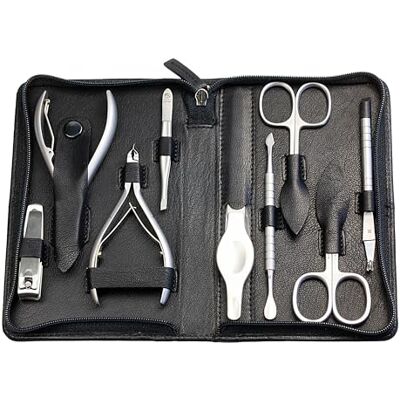 SONNENSCHEIN by Hans Kniebes Set manicure da 9 pezzi forbici per unghie, forbici per pelle, pinza per unghie, pinza per pelle, tagliaunghie, pinzette, lima custodia per manicure in pelle di SONNENSCHEIN by Hans Kniebes Set manicure da 9 pezzi forbici per unghie, forbici per pelle, pinza per unghie, pinza per pelle, tagliaunghie, pinzette, lima custodia per manicure in pelle di