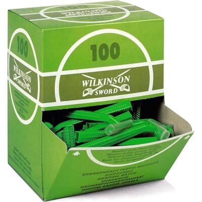 Wilkinson Sword WILKINSON Ospedale, Rasoi usa e getta con funzione RETRACTIL, Scatola dispenser, colore: verde Wilkinson Sword WILKINSON Ospedale, Rasoi usa e getta con funzione RETRACTIL, Scatola dispenser, colore: verde