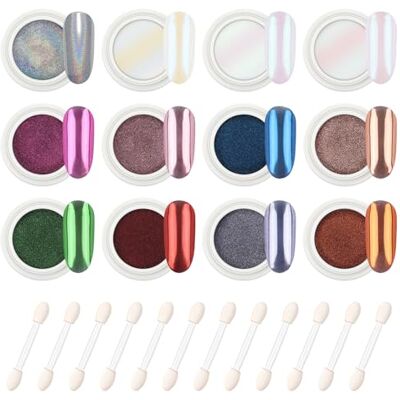 AIMEILI Polvere Unghie Effetto Perla Specchio 12 Colori Chrome Powder Nails Gold Mirror Effect Pearlescent Pigment Powder Glitter Nail Art 2 AIMEILI Polvere Unghie Effetto Perla Specchio 12 Colori Chrome Powder Nails Gold Mirror Effect Pearlescent Pigment Powder Glitter Nail Art 2