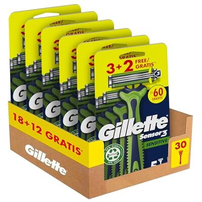 Gillette Sensor3 Sensitive Rasoio Uomo Usa e Getta, Confezione da 3+2 Rasoi, Fino a 10 Rasature Ottimali con Ogni Singolo Rasoio Gillette Sensor3 Sensitive Rasoio Uomo Usa e Getta, Confezione da 3+2 Rasoi, Fino a 10 Rasature Ottimali con Ogni Singolo Rasoio