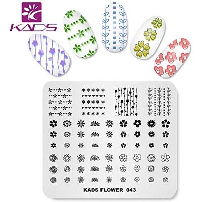 KADS New Nail Stamping Piatto Fiore Fashion Nature Nail Art Timbro Template Fai da te Image Template Manicure Stamping Plate Stencil Tools (FL043) KADS New Nail Stamping Piatto Fiore Fashion Nature Nail Art Timbro Template Fai da te Image Template Manicure Stamping Plate Stencil Tools (FL043)