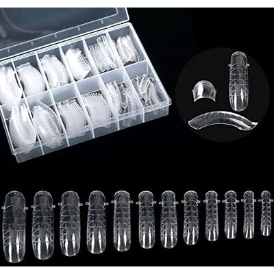 KADS , unghie in acrilico trasparente per nail art con sistema gel a raggi UV, copertura completa, con scala graduata, ideali per ricostruzione, 120 pezzi KADS , unghie in acrilico trasparente per nail art con sistema gel a raggi UV, copertura completa, con scala graduata, ideali per ricostruzione, 120 pezzi