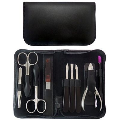 Tenartis Set Manicure & Pedicure 9 Pezzi in Vera Pelle Nera Nappa con Cerniera 349 Made in Italy Tenartis Set Manicure & Pedicure 9 Pezzi in Vera Pelle Nera Nappa con Cerniera 349 Made in Italy