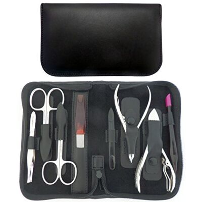 Tenartis Set Manicure e Pedicure Professionale 8 Pezzi in Vera Pelle Nero Nappa con Cerniera Made in Italy Tenartis Set Manicure e Pedicure Professionale 8 Pezzi in Vera Pelle Nero Nappa con Cerniera Made in Italy