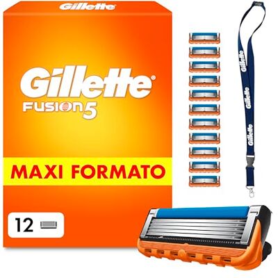 Gillette Fusion5 12 Lamette Fusion 5 di Ricambio per Rasoio Barba Manuale, con Striscia Lubrificante per Scorrevolezza Fluida e 6 Lame per Rasatura Profonda e Duratura Gillette Fusion5 12 Lamette Fusion 5 di Ricambio per Rasoio Barba Manuale, con Striscia Lubrificante per Scorrevolezza Fluida e 6 Lame per Rasatura Profonda e Duratura