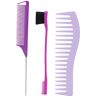 Serlium Rat Tail Combs for Women, Hair Dye Color Brush Wide Comb Teeth Rat Tail Comb Styling Comb Set for Home Salon