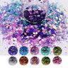 PrettyG DIY 12 colori set misto colore cambiando grosso mix glitter unghie paillettes potere glitter fiocchi manicure arte decorazione accessori strumenti BSL-12C