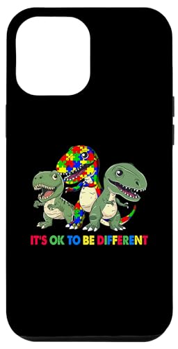 Support Autism Puzzle T-Shirts and More Custodia per iPhone 14 Pro Max Consapevolezza dell'autismo Simpatico dinosauro T-Rex Va bene essere diverso