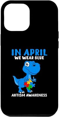 Support Autism Puzzle T-Shirts and More Custodia per iPhone 14 Plus Ad aprile indossiamo il mese di sensibilizzazione sull'autismo T-Rex del dinosauro blu