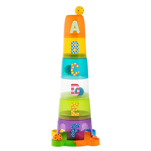 Chicco Gioco Impilabile Torre con Palline, 6 Tazze Impilabili e 4 Palline, Base con Puzzle, Effetto Sorpresa, 6-36 Mesi