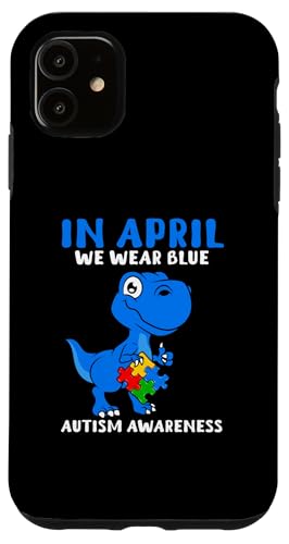 Support Autism Puzzle T-Shirts and More Custodia per iPhone 11 Ad aprile indossiamo il mese di sensibilizzazione sull'autismo T-Rex del dinosauro blu