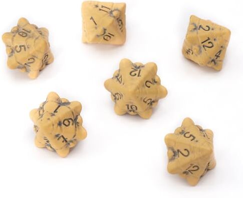 LYNX Set Dadi D12 Set di Sei Dadi 12 Facce Dadi per GDR a Tema Teschio & Ossa. Dadi Particolari per D&D, Dungeons & Dragons (DND), Warhammer, Pathfinder, Magic the Gathering (MTG). (Giallo)