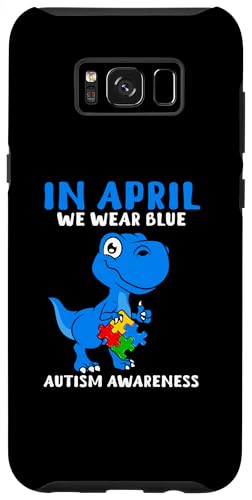 Support Autism Puzzle T-Shirts and More Custodia per Galaxy S8+ Ad aprile indossiamo il mese di sensibilizzazione sull'autismo T-Rex del dinosauro blu