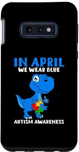 Support Autism Puzzle T-Shirts and More Custodia per Galaxy S10e Ad aprile indossiamo il mese di sensibilizzazione sull'autismo T-Rex del dinosauro blu