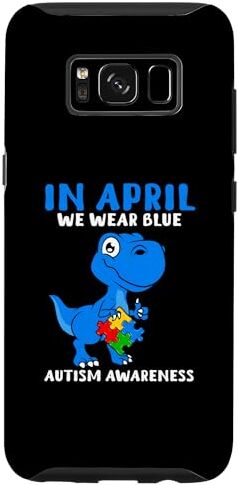 Support Autism Puzzle T-Shirts and More Custodia per Galaxy S8 Ad aprile indossiamo il mese di sensibilizzazione sull'autismo T-Rex del dinosauro blu