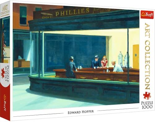 Trefl 1000 Elementi, Art Collection, Arte, Pittura Americana, Te, Creativo, Divertimento, Classici per Adulti e Bambini Dai 12 Anni In Su Puzzle, Colore Nighthawks, Edward Hopper,