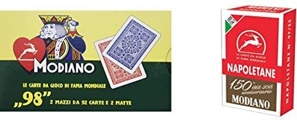 Modiano Poker 98 Carte da poker italiane & Carte Napoletane dei 150 Anni, Colore Rosse, 300080