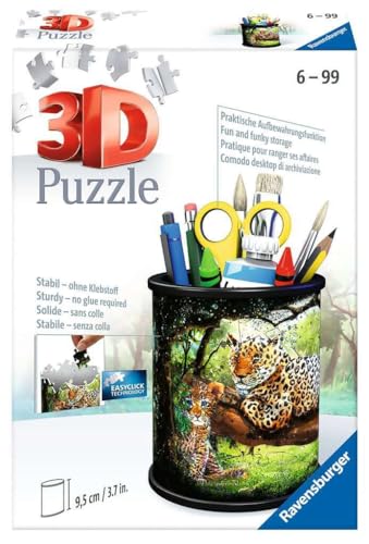 Ravensburger 3D Puzzle- Utensilo Gatti Predatori -Set di 54, Partire dai 6 Anni, Colore Wit,