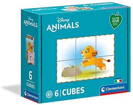 Clementoni Disney animal friends, puzzle cubi bambini 3 anni cubi da 6 pezzi Play For Future, materiali 100% riciclati Made in Italy, puzzle bambini, puzzle cartoni animati