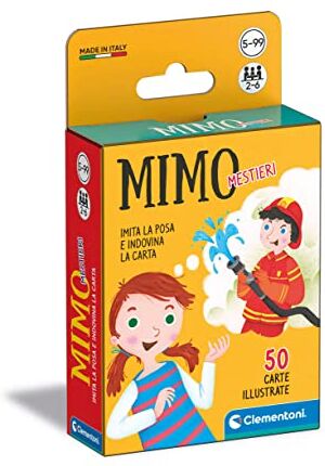 Clementoni Mimo mestieri 50 carte illustrate, carte da gioco per bambini 5 anni, gioco educativo, gioco da tavolo per bambini, 2-6 giocatori Made in Italy, Multicolore, Pocket