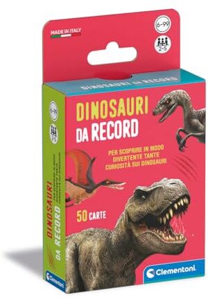 Clementoni Record-Mazzo 6 Anni, Gioco da Tavolo Bambini, Carte Animali, Flashcards Dinosauri, 2-5 Giocatori, in Italiano, Made in Italy, Colore,