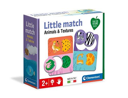 Clementoni - Little Match-Animali e Texture-6 Mini, Tessere Puzzle a Incastro, Gioco educativo Bambini 2 Anni, Made in Italy, Multicolore,