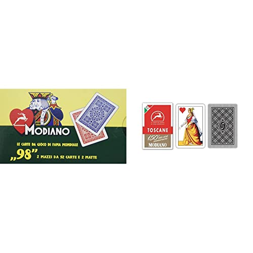 Modiano Poker 98 Carte Da Poker Italiane & Regionali Carte Da Gioco Toscane Anniversario Dei 150 Anni, Colore Astuccio Rosso, 300119