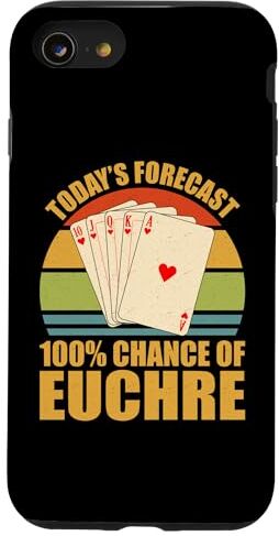 Funny Euchre Card Game Custodia per iPhone SE (2020) / 7 / 8 Gioco di carte Euchre Vintage Funny Previsioni di oggi