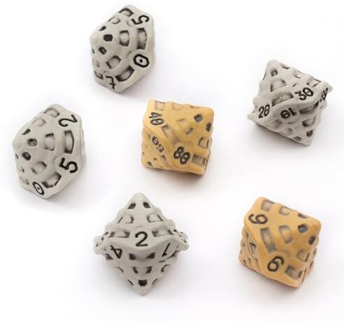 LYNX Set Dadi D10 &%D10 Set di Sei Dadi 10 Facce Quattro D10 & Due%D10 (D100) Dadi per GDR a Tema Teschio & Ossa. Dadi Particolari per D&D, Dungeons & Dragons (DND), Warhammer, Pathfinder (Misto)