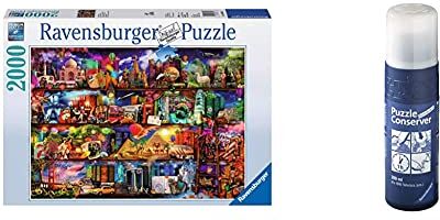 Ravensburger Puzzle 2000 Pezzi, Miracoloso Mondo Dei Libri, Collezione Fantasy, Jigsaw Puzzle Per Adulti, Puzzle Stampa Di Alta Qualita  & Italy 17954 Colla Per Puzzle, 17954