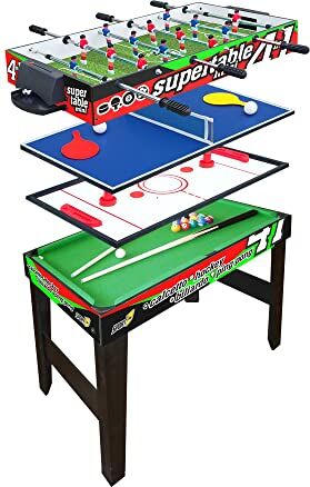 Sport One (Calcetto, Pong, Carambola, Hockey), Tavolo 4 In 1 Mini 3vs3 Ping Gioventù Unisex, Legno, Taglia unica