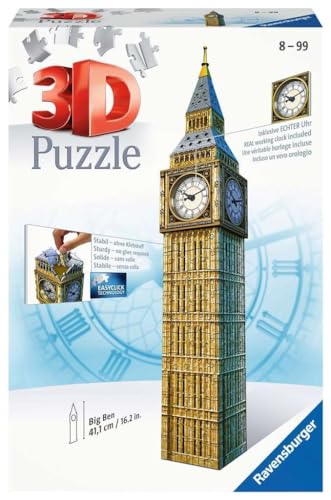 Ravensburger Italy Puzzle 3D Big Ben con Orologio Funzionante, Multicolore,