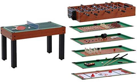 Garlando Tavolo Multigioco 12 in uno versione calciobalilla aste rientranti, biliardo, ping pong, speedhockey, bowling, shuffleboard, backgammon, black jack, scacchi, dama