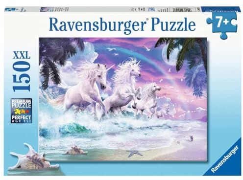 Ravensburger - Puzzle 150 Pezzi XXL Unicorni sulla Spiaggia Bambino, Colore Neant,