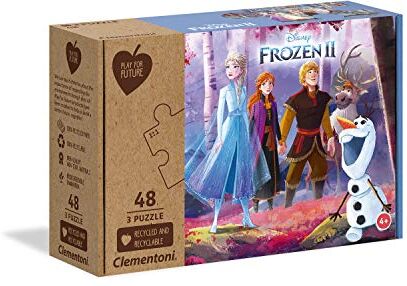 Clementoni - Puzzle Frozen 2 Disney 3x48pzs Play for Future 2-3x48 Pezzi-Materiali 100% riciclati-Made in Italy, Bambini 4 Anni+, Multicolore, One size,