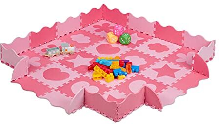 Relaxdays Tappeto Puzzle in 52 parti, in Gommapiuma EVA, Privo di Sostanze Nocive, 1,4 m² circa, con Motivo, Pink/Rosa, Colore,