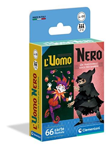 Clementoni - Uomo Nero Mazzo, Carte da Gioco Bambini, 2-6 Giocatori, 5 Anni+, Multicolore,