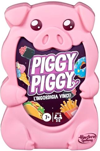 Hasbro Piggy Piggy, gioco di carte, divertente e veloce gioco per famiglie, bambini, ragazzi e adulti, dai 7 anni in su, da 2 a 6 giocatori