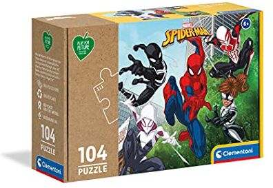 Clementoni - Play for Future-Marvel Spiderman Spider-Man Puzzle, 104 Pezzi, Multicolore, One size,