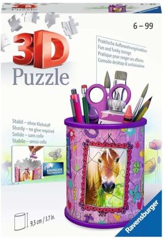 Ravensburger 3D Puzzle  Utensilo Pferde 54 Teile Stiftehalter für Tier-Fans ab 6 Jahren, Schreibtisch-Organizer für Kinder: Erlebe Puzzeln in der 3. Dimension